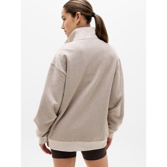 Athleta M Forever Fleece 1/4 Zip Sweatshirt Wildwood Heather Two Tone Medium - Picture 3 of 5